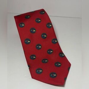 Peter Blair Red Silk Golf Club Logo Print Classic Necktie 59”